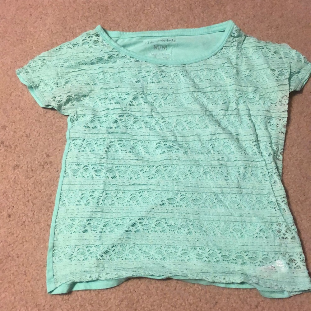Green lacy front shirt